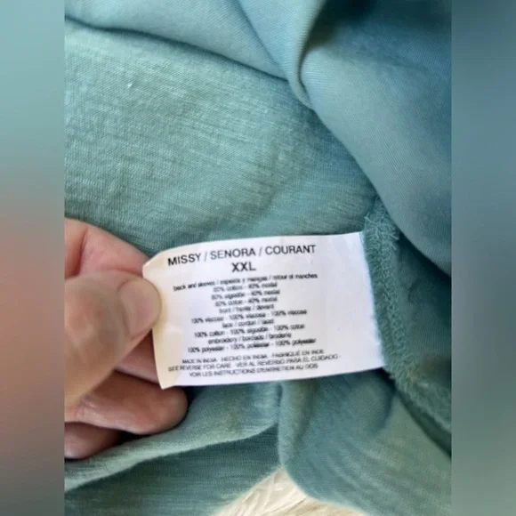 Gloria Vanderbilt Womens Aqua Short Sleeve Top Size XXL♥️5/25$ - Picture 8 of 8